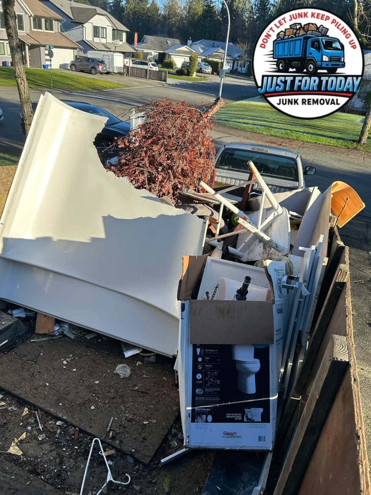 Junk removal crew working safely