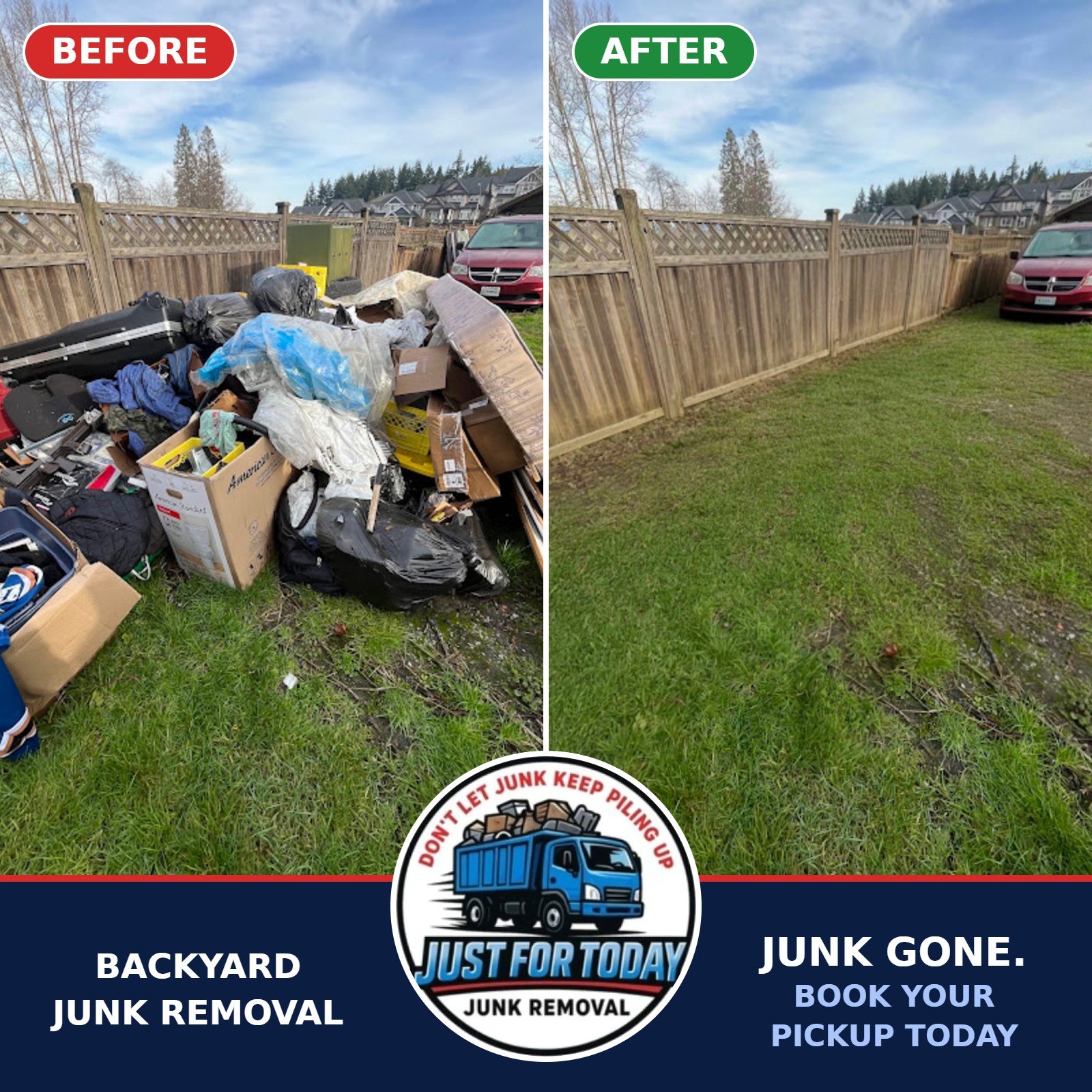 Backyard junk removal before and after