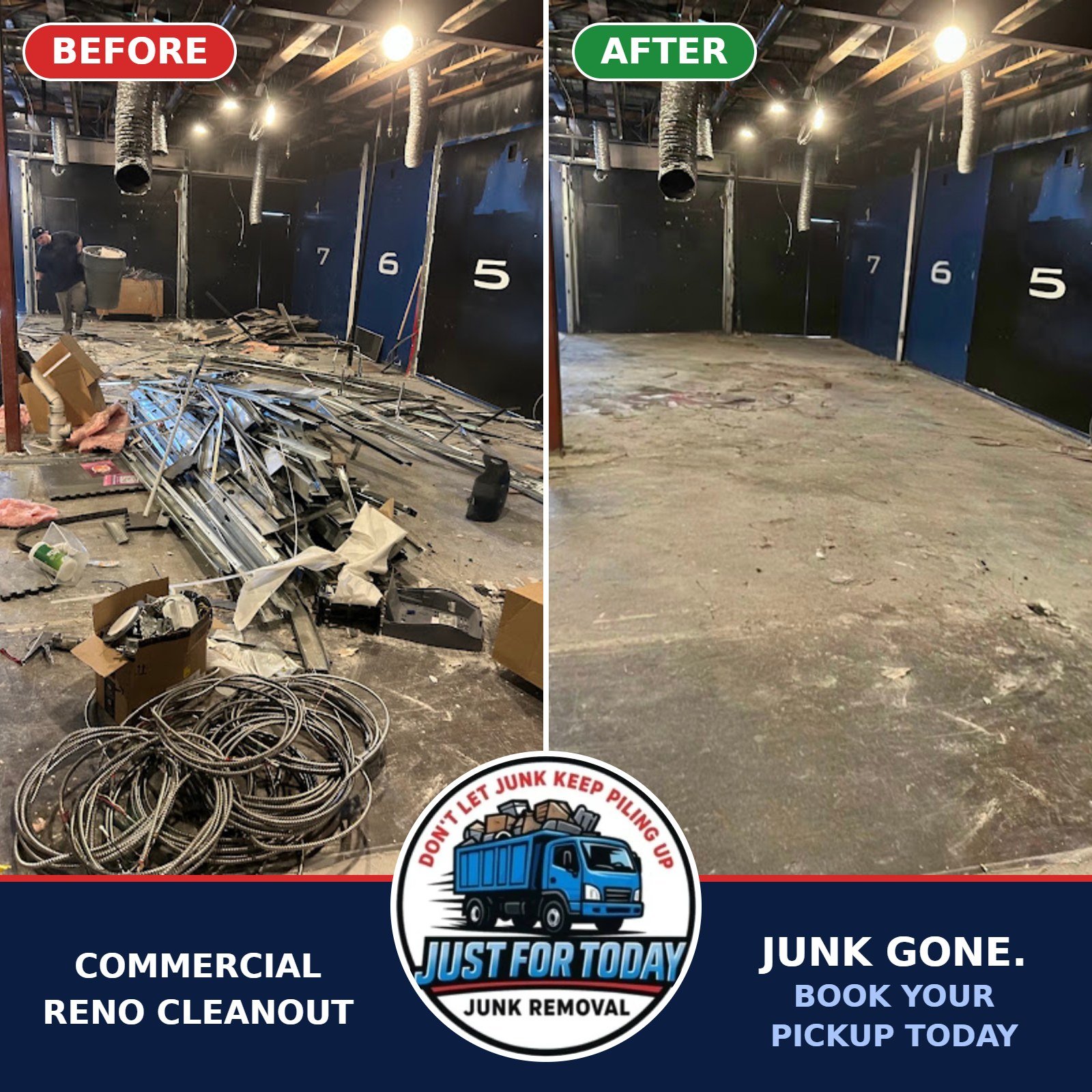 Commercial renovation cleanout before and after