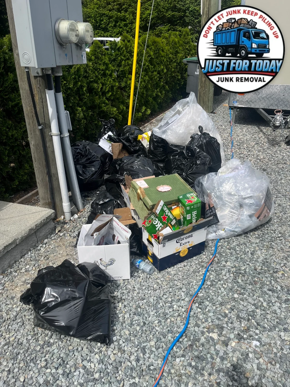 Garage before and after junk removal in Surrey