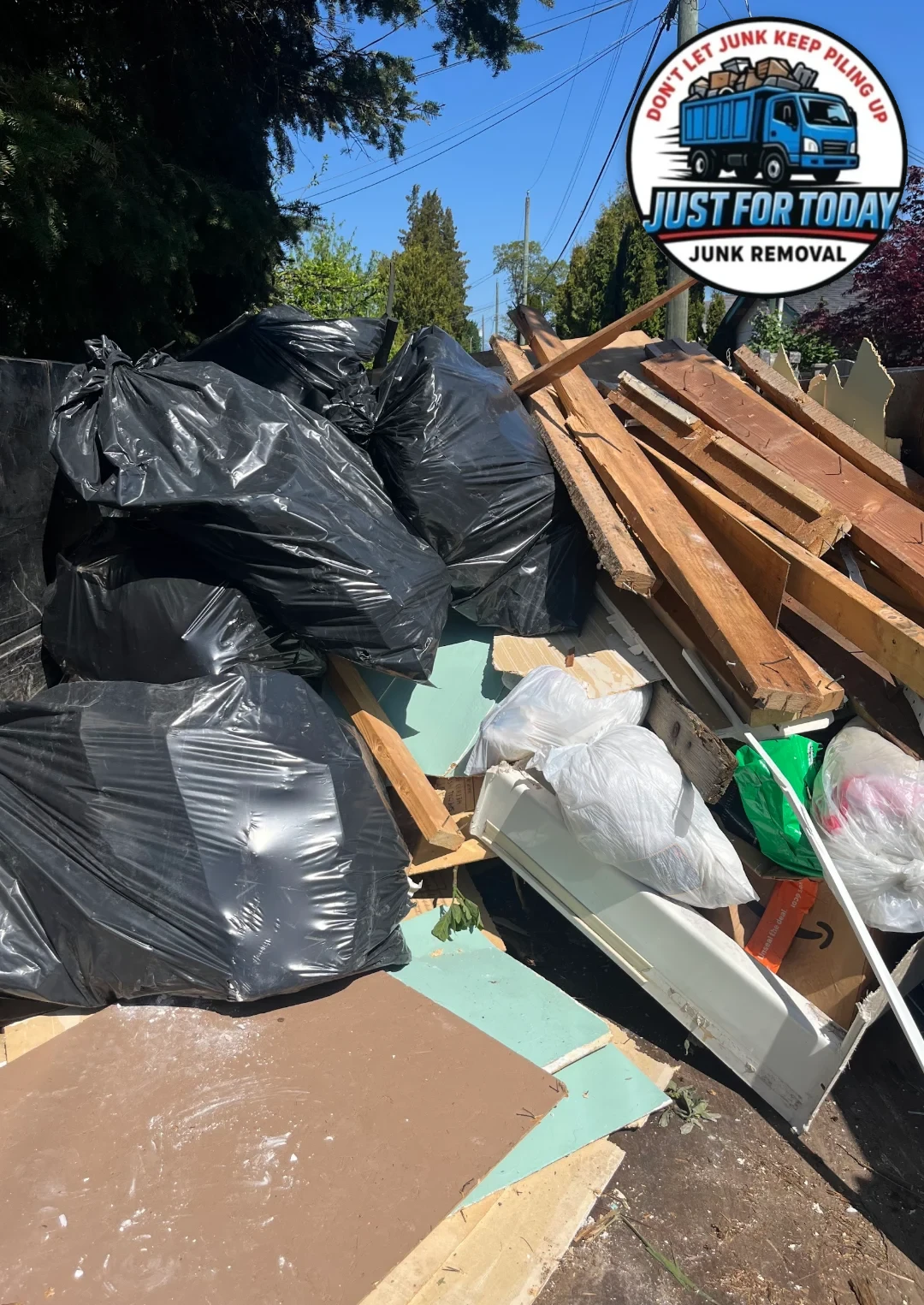 Junk removal crew working safely